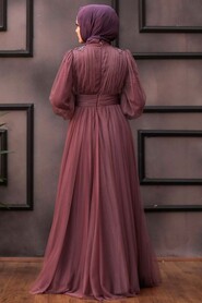  Dusty Rose Turkish Hijab Wedding Dress 41740GK - 2