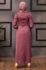  Satin Dusty Rose Hijab Engagement Dress 4199GK - 2