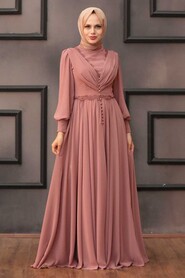  Long Dusty Rose Islamic Engagement Gown 4312GK - 1