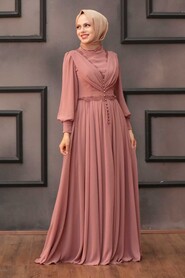  Long Dusty Rose Islamic Engagement Gown 4312GK - 2