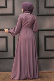  Plus Size Dusty Rose Hijab Evening Dress 50060GK - 3