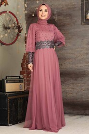 Dusty Rose Hijab Evening Dress 50110GK - 2