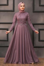  Plus Size Dusty Rose Islamic Evening Gown 50162GK - 1