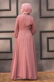 Dusty Rose Hijab Evening Dress 52785GK - 3