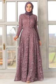 Dusty Rose Hijab Evening Dress 54720GK - 2