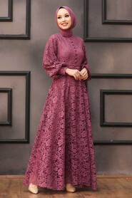  Modern Dusty Rose Islamic Clothing Engagement Dress 5477GK - 1
