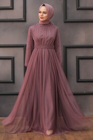  Modern Dusty Rose Islamic Clothing Evening Gown 5514GK - 1