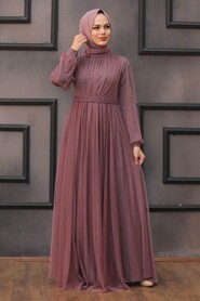  Modern Dusty Rose Islamic Clothing Evening Gown 5514GK - 2