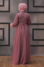  Modern Dusty Rose Islamic Clothing Evening Gown 5514GK - 3