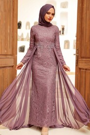  Stylish Dusty Rose Hijab Wedding Gown 9105GK - 1