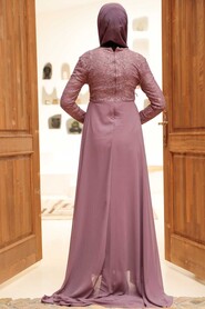 Stylish Dusty Rose Hijab Wedding Gown 9105GK - 3