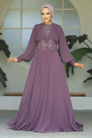  Elegant Dusty Rose Islamic Wedding Dress 9118GK - 1