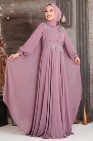 Elegant Dusty Rose Muslim Long Sleeve Dress 9130GK - 1