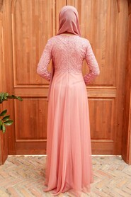  Plus Size Dusty Rose Hijab Engagement Dress 9160GK - 2