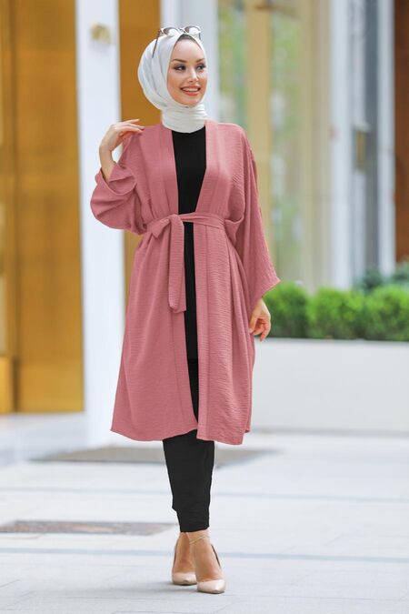 Dusty Rose Hijab Kimono 40930GK - NEVA STYLE