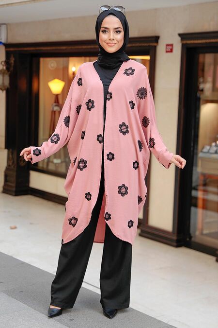 Dusty Rose Hijab Kimono 6427GK - NEVA STYLE