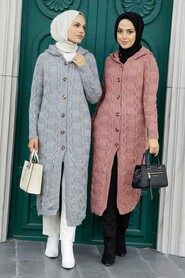 Dusty Rose Hijab Knitwear Cardigan 70201GK - 3