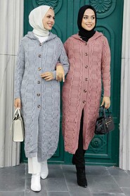 Dusty Rose Hijab Knitwear Cardigan 70201GK - 4