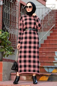 Dusty Rose Hijab Knitwear Dress 3048GK - 2