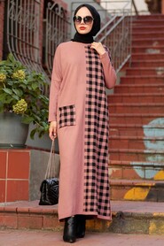 Dusty Rose Hijab Knitwear Dress 30503GK - 1