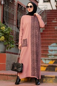 Dusty Rose Hijab Knitwear Dress 3052GK - 1
