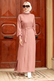 Dusty Rose Hijab Knitwear Dress 3135GK - 3