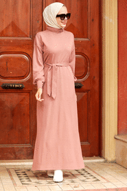 Dusty Rose Hijab Knitwear Dress 3135GK - 2