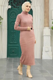 Dusty Rose Hijab Knitwear Dress 5248GK - 2