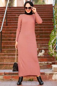 Dusty Rose Hijab Knitwear Dress 78261GK - 2