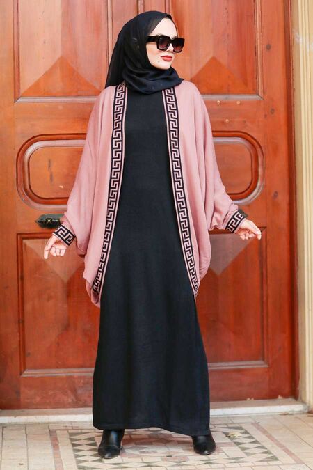 Dusty Rose Hijab Knitwear Suit Dress 30920GK - NEVA STYLE