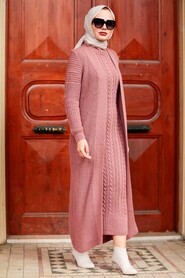 Dusty Rose Hijab Knitwear Suit Dress 3171GK - 3