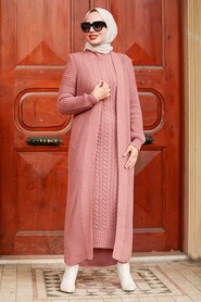 Dusty Rose Hijab Knitwear Suit Dress 3171GK - 1