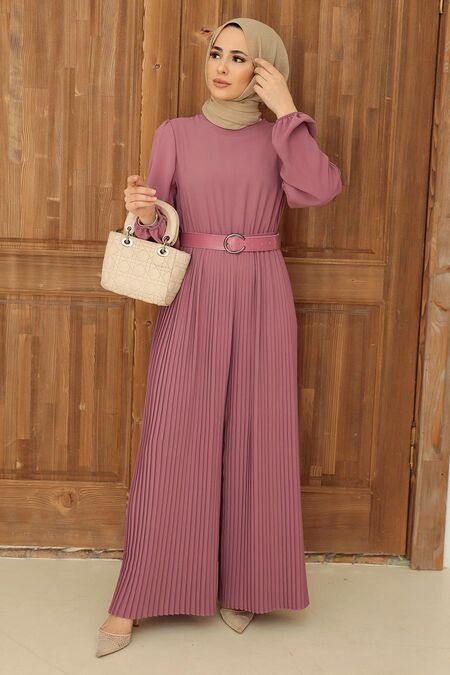 Dusty Rose Hijab Overalls 33840GK - NEVA STYLE