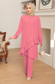 Dusty Rose Hijab Suit Dress 13101GK - NEVA STYLE