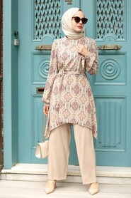Dusty Rose Hijab Suit Dress 5185GK - 1