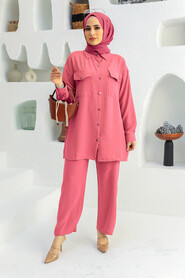 Dusty Rose Hijab Suit Dress 16041GK - NEVA STYLE