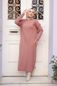 Dusty Rose Knit Modest Dress 27504GK - 2