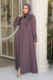Dusty Rose Modest Abaya For Women 29107GK - 2