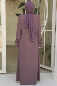 Dusty Rose Modest Abaya For Women 29107GK - 3