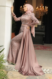 Dusty Rose Modest Bridesmaid Dress 45621GK - 3