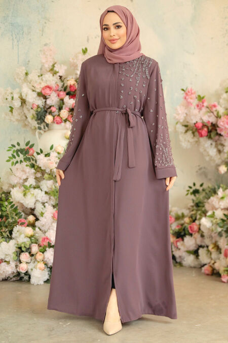 Dusty Rose Modest Dubai Abaya 29101GK - NEVA STYLE