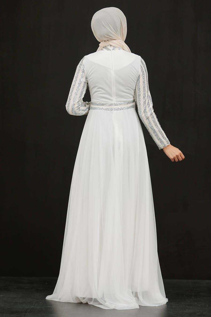 Neva Style - Stylish Ecru Muslim Wedding Dress 5338E