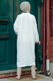Ecru Hijab Coat 14075E - 2