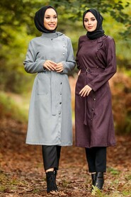 Ecru Hijab Coat 5575E - 2