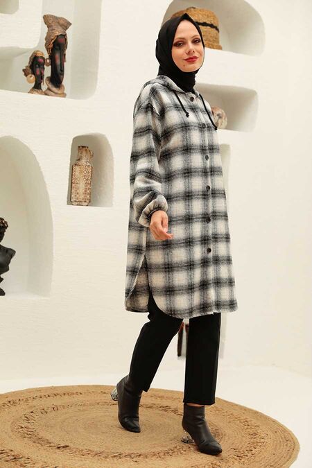 Ecru Hijab Coat 5675E - NEVA STYLE