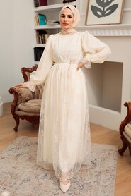 Ecru Hijab Dress 10295E - 1