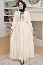 Ecru Hijab Dress 10369E - 2