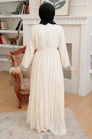 Ecru Hijab Dress 10369E - 3