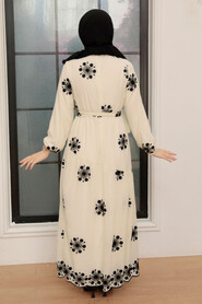 Ecru Hijab Dress 1332E - 2