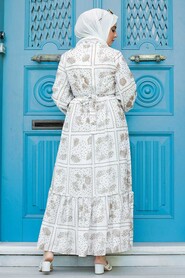 Ecru Hijab Dress 1475E - 2